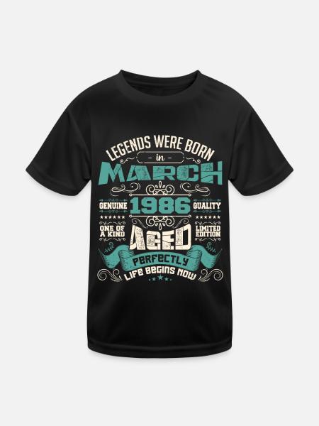 March 1986 | birthday gift - T-shirt sport Enfant - noir - Devant