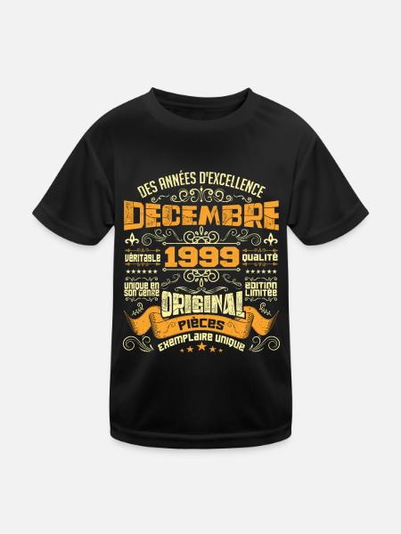 VINTAGE DÉCEMBRE 1999 ORIGINAL PIÈCES - T-shirt sport Enfant - noir - Devant