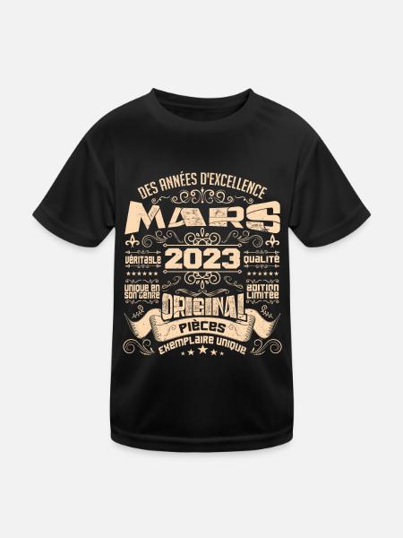 Anniversaire Vintage Né(e) en Mars 2023 - T-shirt sport Enfant - noir - Devant