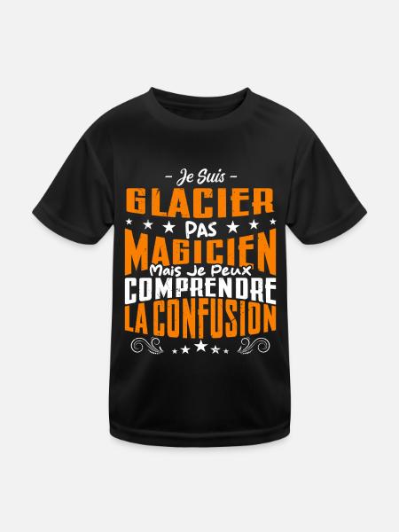 Je Suis Glacier Pas Magicien - T-shirt sport Enfant - noir - Devant