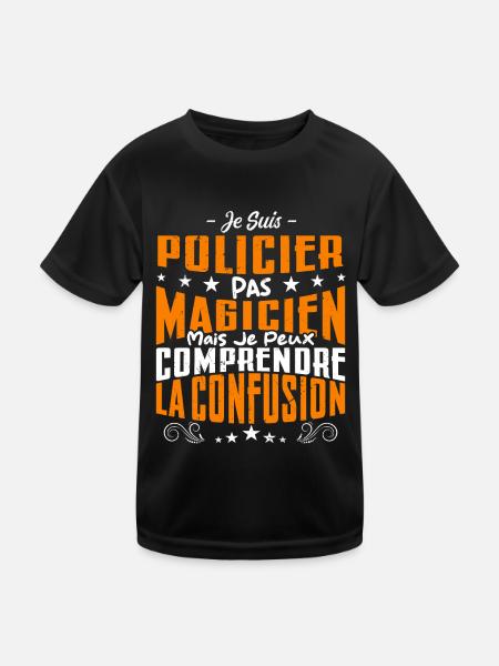 Je Suis Policier Pas Magicien - T-shirt sport Enfant - noir - Devant