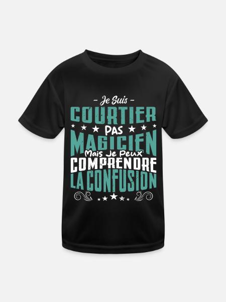 Je Suis Courtier Pas Magicien - T-shirt sport Enfant - noir - Devant
