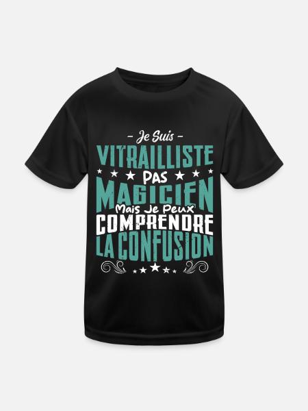 Je Suis Vitrailliste Pas Magicien - T-shirt sport Enfant - noir - Devant