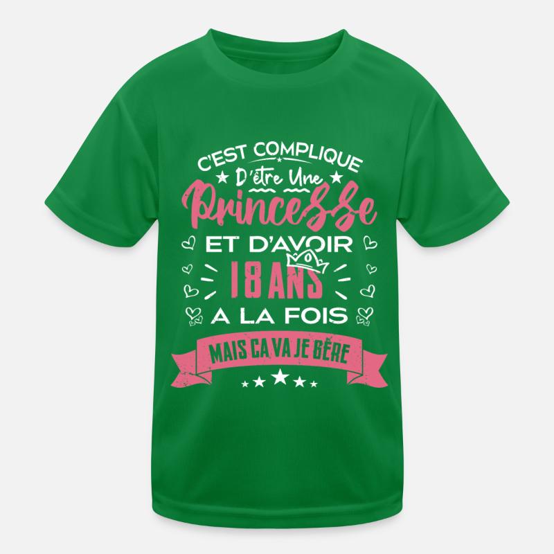 Une princesse a 18 ans, Cadeau d’anniversaire T-shirt sport Enfant