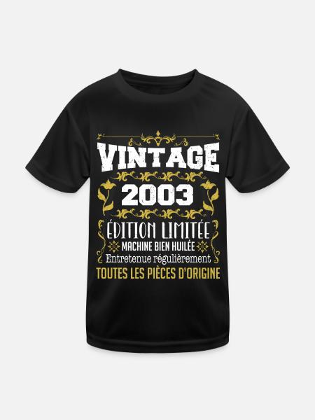vintage 2003 | Toutes Les Pièces D'origine - T-shirt sport Enfant - noir - Devant