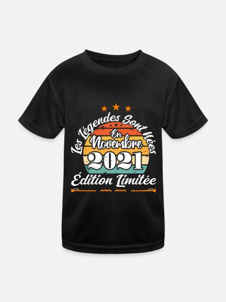 Les Légendes Sont Nées En Novembre 2021 - T-shirt sport Enfant - noir - Devant