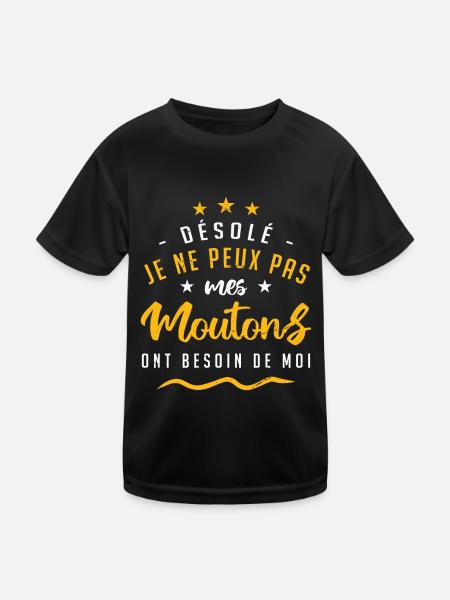Désolé mes moutons ont besoin de moi - T-shirt sport Enfant - noir - Devant
