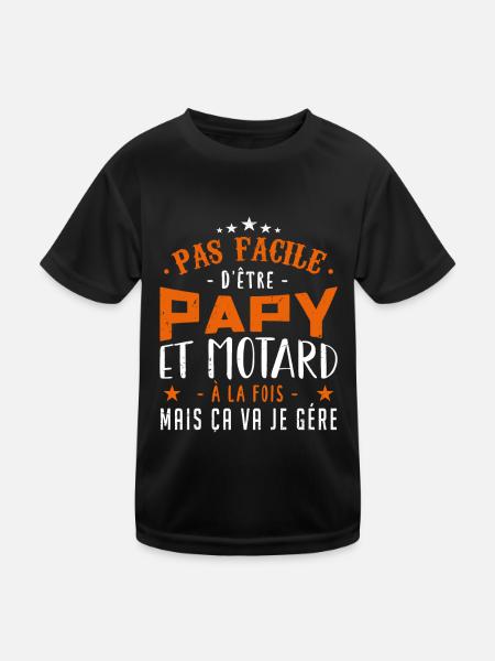 Papy motard moto - T-shirt sport Enfant - noir - Devant