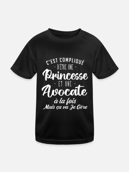 C'EST COMPLIQUE D'ETRE PRINCESSE ET AVOCATE - T-shirt sport Enfant - noir - Devant