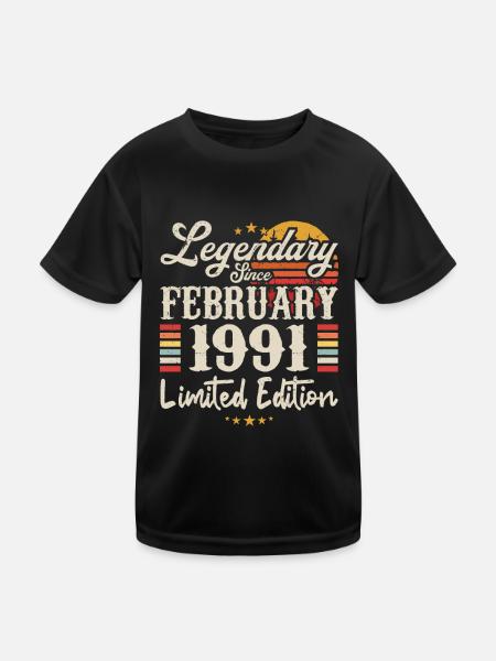 Legendär seit Februar 1991 | Limitierte Auflage - Kinder Funktions-T-Shirt - Schwarz - Vorne