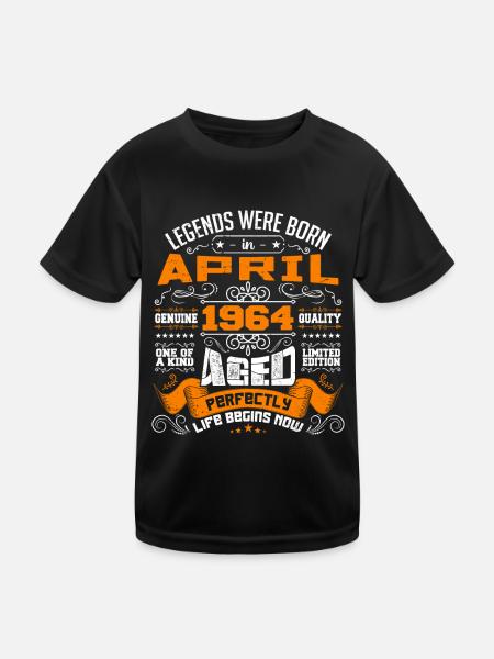 Legenden wurden im April 1964 geboren | Weinlese - Kinder Funktions-T-Shirt - Schwarz - Vorne