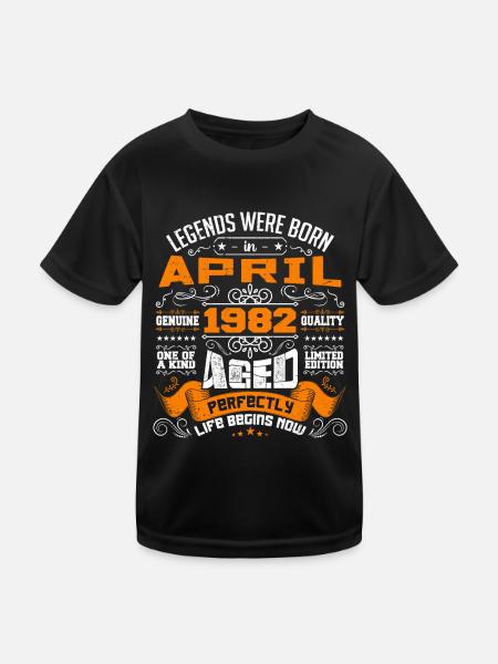 Legends wurden im April 1982 geboren | Weinlese - Kinder Funktions-T-Shirt - Schwarz - Vorne