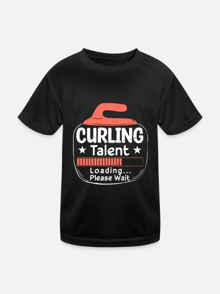 Curling Talent Loading - Kinder Funktions-T-Shirt - Schwarz - Vorne