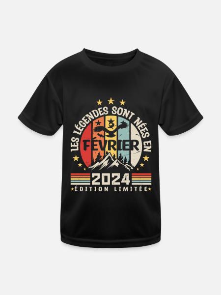 les légendes sont née en Février 2024 - T-shirt sport Enfant - noir - Devant
