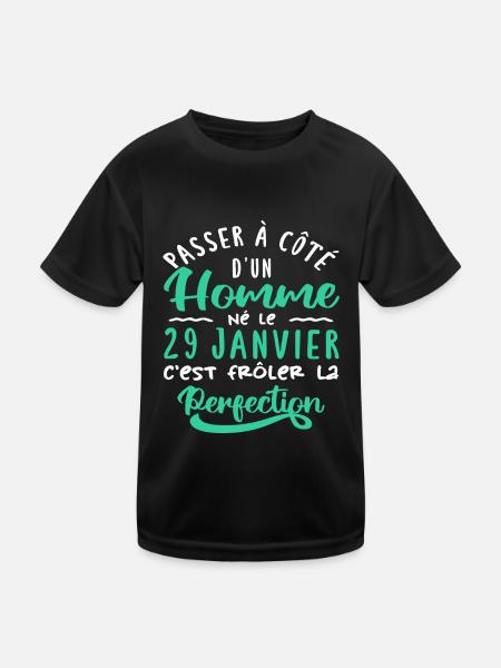 Anniversaire Homme - Né le 29 Janvier - T-shirt sport Enfant - noir - Devant