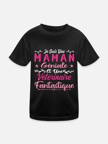 Une Maman Géniale Et Une Vétérinaire Fantastique - T-shirt sport Enfant - noir - Devant