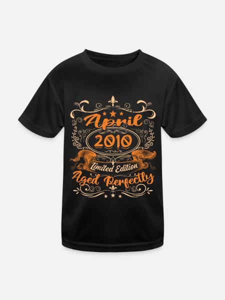 Vintage Geburtstag Geschenkidee April 2010 - Kinder Funktions-T-Shirt - Schwarz - Vorne