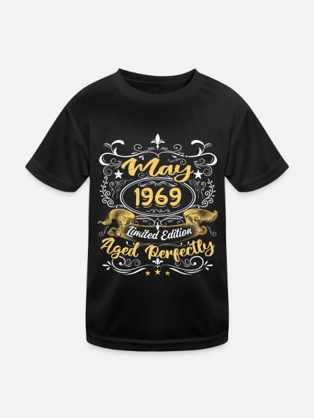 Mai 1969 -Vintage Cadeau d'anniversaire - 1969 - T-shirt sport Enfant - noir - Devant