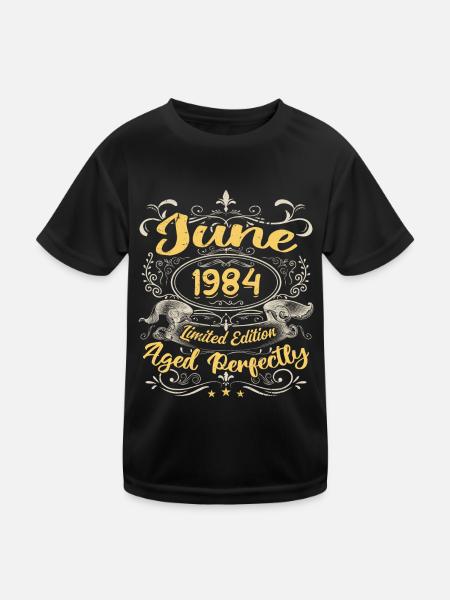 Juin 1984 | Vintage Cadeau 1984 - T-shirt sport Enfant - noir - Devant
