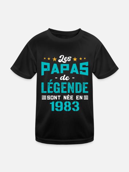 Les Papas De Légende Née En 1983 | Fête Des Pères - T-shirt sport Enfant - noir - Devant