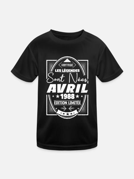 Avril 1988 - T-shirt sport Enfant - noir - Devant