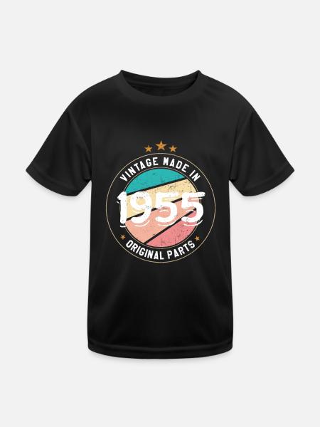Geburtstagsgeschenk 1955 Frauen | Jahrgang 1955 - Kinder Funktions-T-Shirt - Schwarz - Vorne