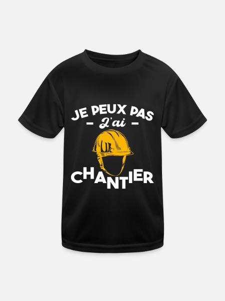 Je Peux Pas J'ai Chantier - T-shirt sport Enfant - noir - Devant
