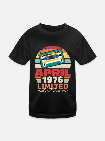 Avril 1976 Vintage Anniversaire Rétro Cadeau, 1976 - T-shirt sport Enfant - noir - Devant