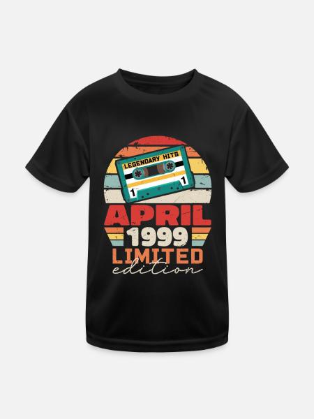 April 1999 Vintage Anniversary Retro Gift, 1999 - Kids Functional T-Shirt - black - Front