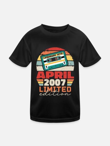 April 2007 Vintage Anniversary Retro Gift, 2007 - Kids Functional T-Shirt - black - Front