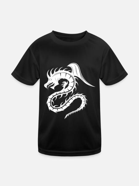 Chinesischer Drache - Kinder Funktions-T-Shirt - Schwarz - Vorne