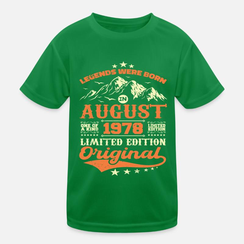 Août 1978 Anniversaire 1978 légendes Août T-shirt sport Enfant