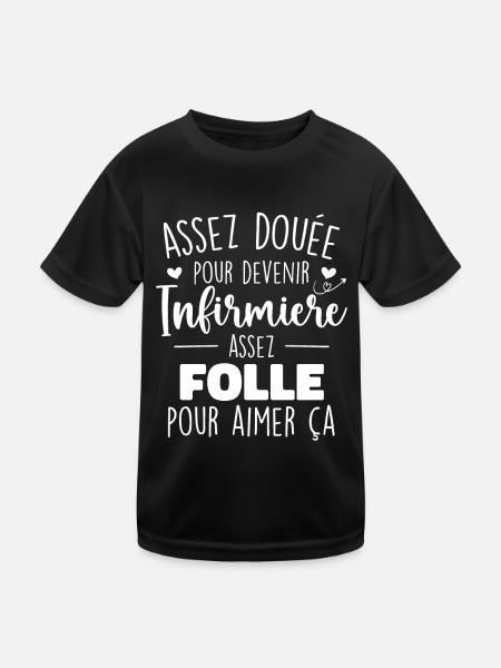 Infirmiere et folle Cadeau Humoristique Infirmière - T-shirt sport Enfant - noir - Devant