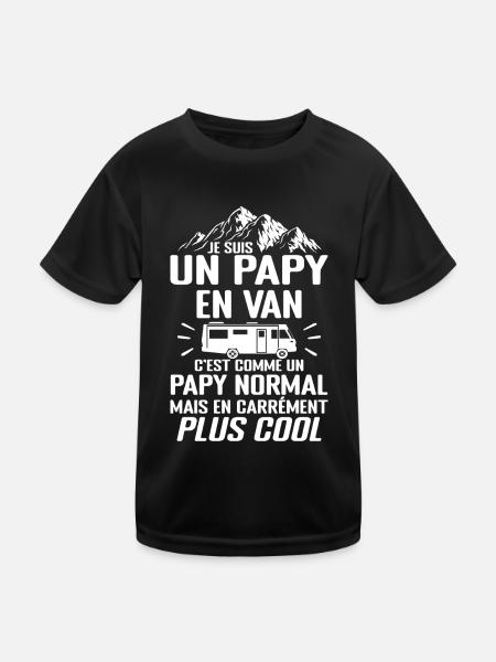 Cadeau Papy Van Camping Car Voyage Cadeau Papy - T-shirt sport Enfant - noir - Devant