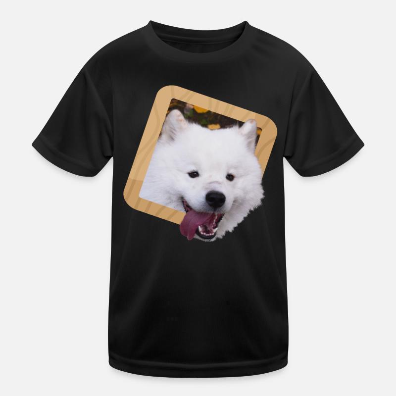 Chiot Samoyède dans un cadre - T-shirt sport Enfant - noir