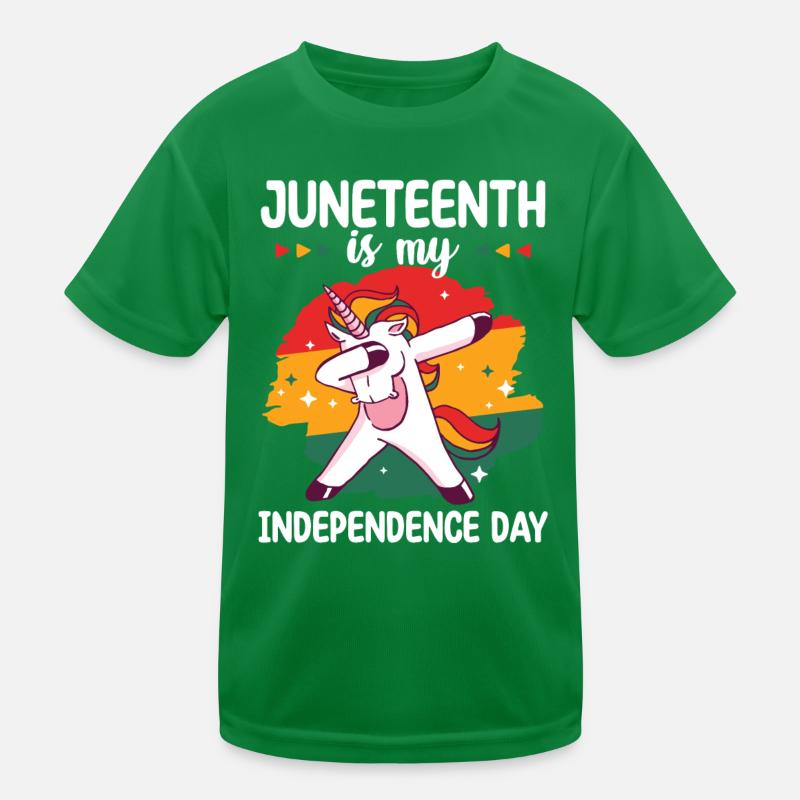 Juneteenth Ist Mein Unabhängigkeitstag Einhorn Kinder Funktions-T-Shirt
