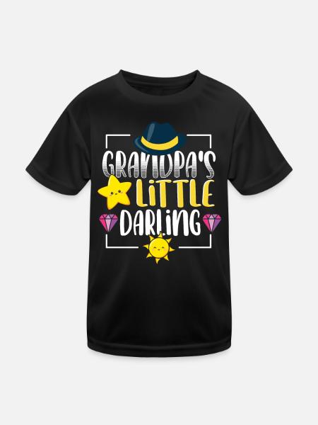 Grandpa's Little Darling Kiddie Sun Star Kinder - Kinder Funktions-T-Shirt - Schwarz - Vorne