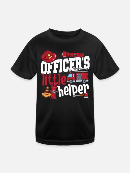 Officer's Little Helper Fire Engine - Kids Functional T-Shirt - black - Front