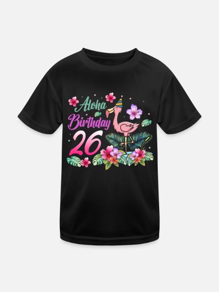 Aloha Geburtstag 26 Flamingo Vogel 26. Geburtstag - Kinder Funktions-T-Shirt - Schwarz