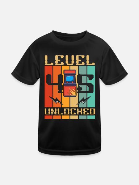Level 45 Freigeschaltet Arcade Machine Gamer 45. - Kinder Funktions-T-Shirt - Schwarz