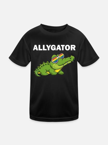 Allygator Hetero-verbündeter Alligator - Kinder Funktions-T-Shirt - Schwarz - Vorne