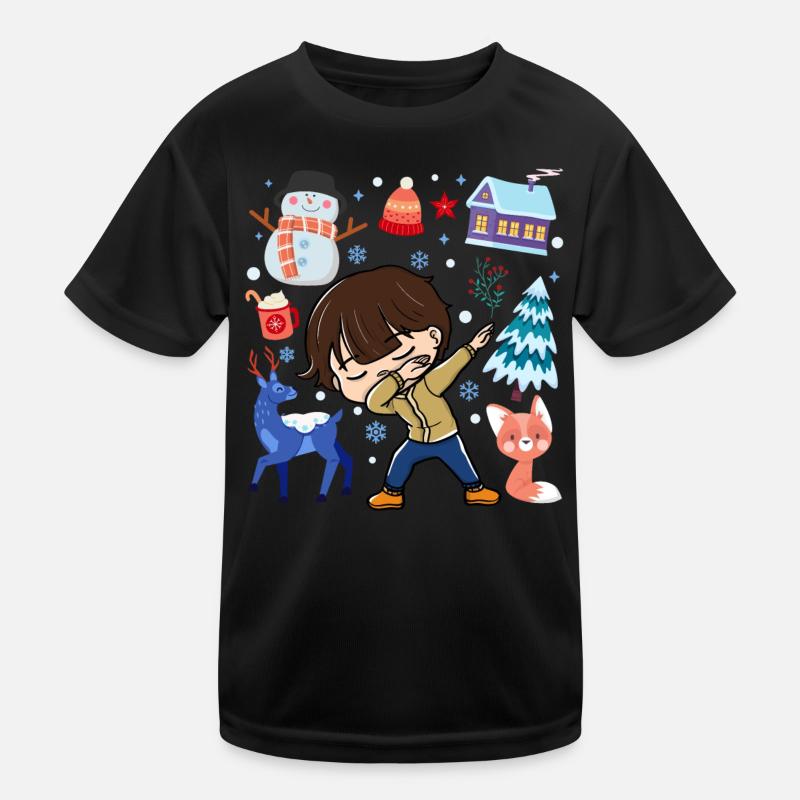 Tupfende Junge Schnee Hirsche Winter Gemäßigtes Kinder Funktions-T-Shirt