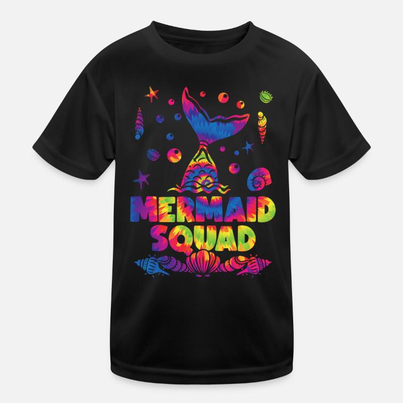 Mermaid Squad Seashell Bunte Krawatte Färben Kinder Funktions-T-Shirt