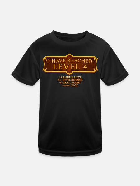 Ich Habe Die Stufe 4 Erreicht Rpg Online Gaming - Kinder Funktions-T-Shirt - Schwarz - Vorne
