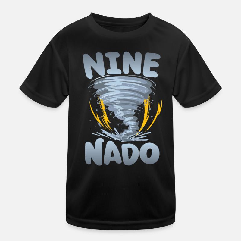 Nine-nado Warnung 9. Geburtstag | Tornado Kinder Funktions-T-Shirt