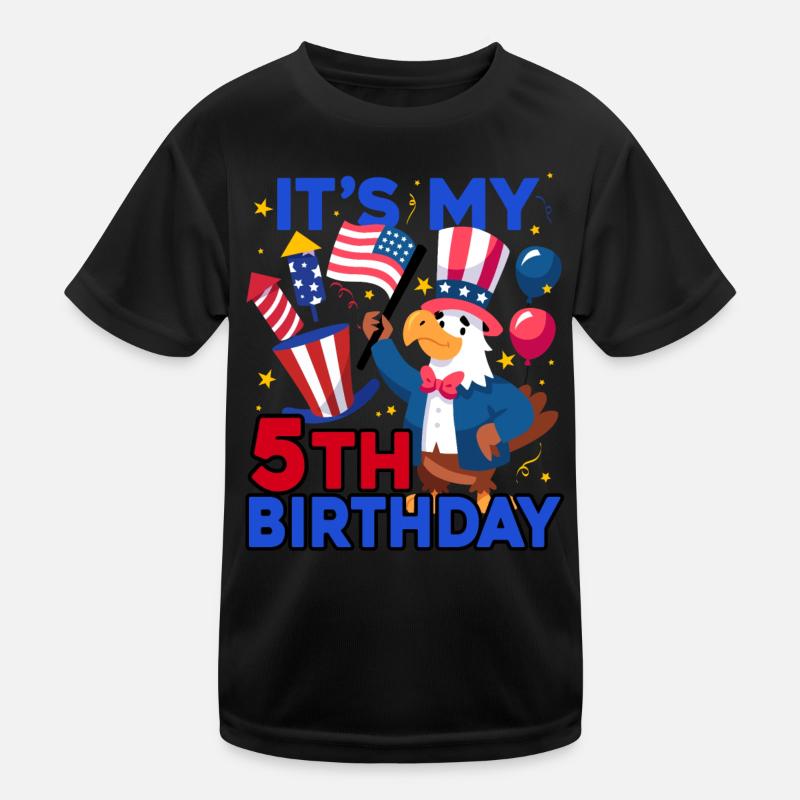 Es Ist Mein 5. Geburtstag Firecracker Kid 4th Of Kinder Funktions-T-Shirt
