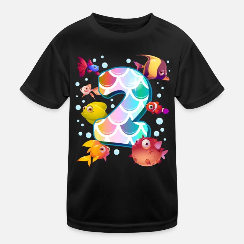 2. Geburtstag | Regenbogenfisch Geburtstag | Kinder Funktions-T-Shirt