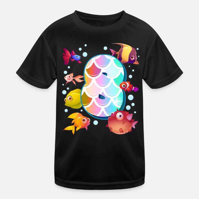 8. Geburtstag | Regenbogenfisch Geburtstag | Kinder Funktions-T-Shirt