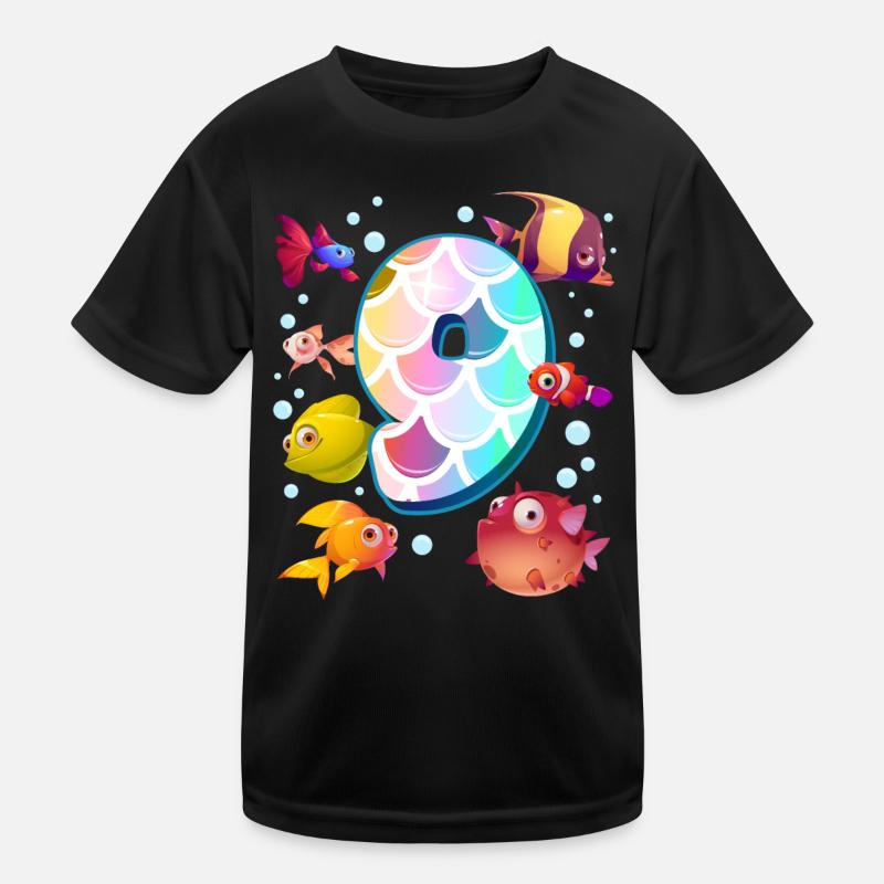 9. Geburtstag | Regenbogenfisch Geburtstag | Kinder Funktions-T-Shirt