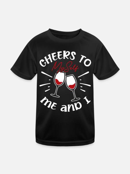 Cheers To Myself Ich Und Ich Anti-valentinstag - Kinder Funktions-T-Shirt - Schwarz - Vorne